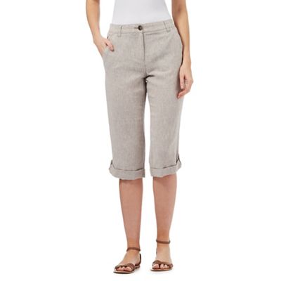 Maine New England Taupe linen blend cropped trousers